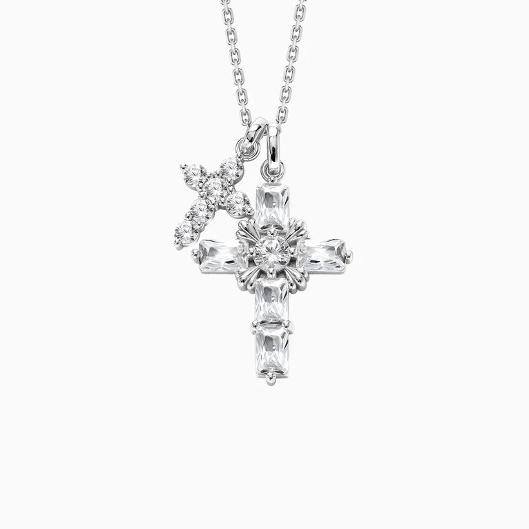 Byzantine Double Crosses Pendant Necklace